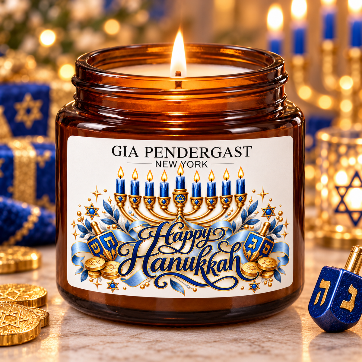 Happy Hanukkah Soy Candle