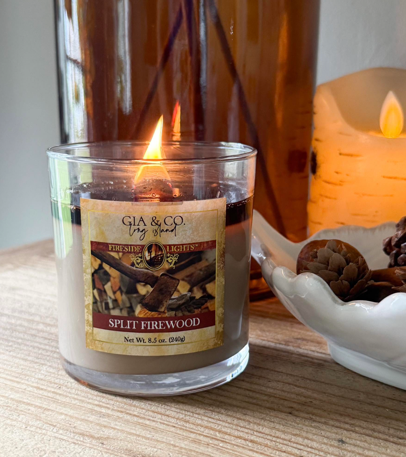 Split Firewood Wood Wick Soy Candle