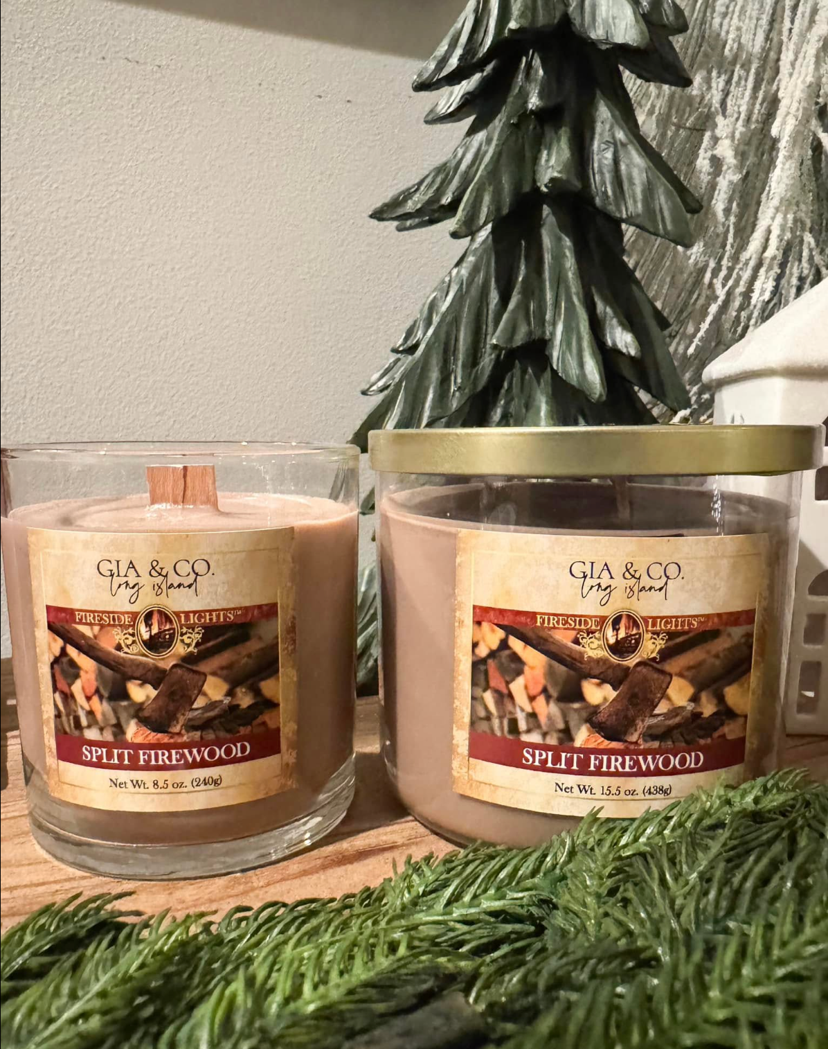 Split Firewood Wood Wick Soy Candle